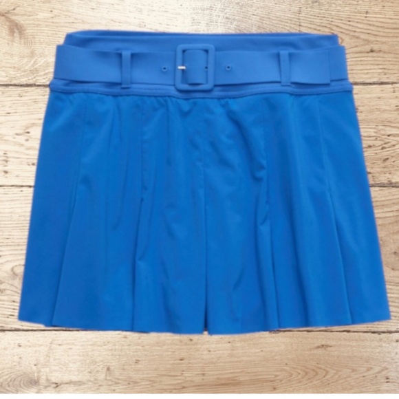 AERIE Real Me Belted Pleated Skort Size Medium Blue - Picture 3 of 9